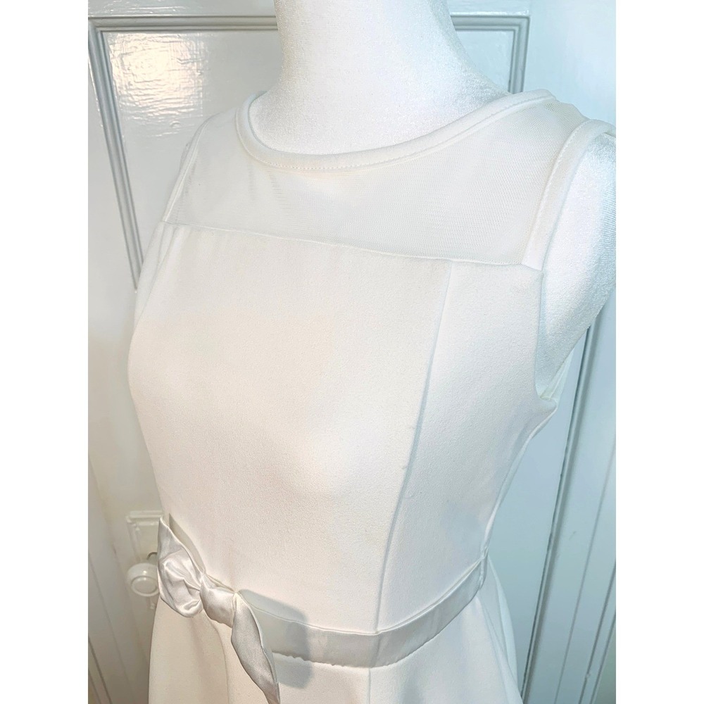 Calvin Klein Fit and Flare Sleeveless White Dress Mesh Bachelorette / Size 10-12 - Picture 12 of 16